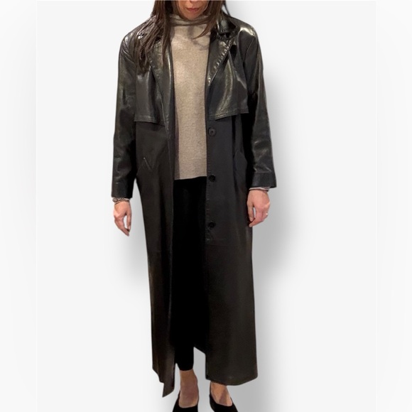 Jayskins Made in USA Black Leather Trench Coat - Picture 2 of 13